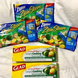 New Glad Simply Cooking & Ziploc Zip & Steam Microwave Steam Cooking 50 Bags